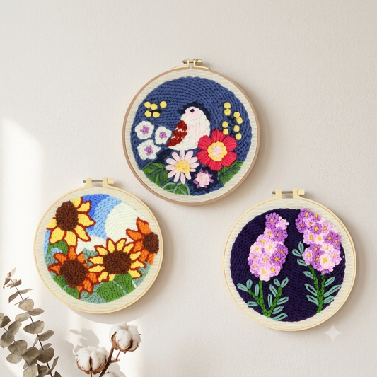 Pack x3 Kit de Bordado Aguja Mágica – Colección Floral (Todo Incluido)