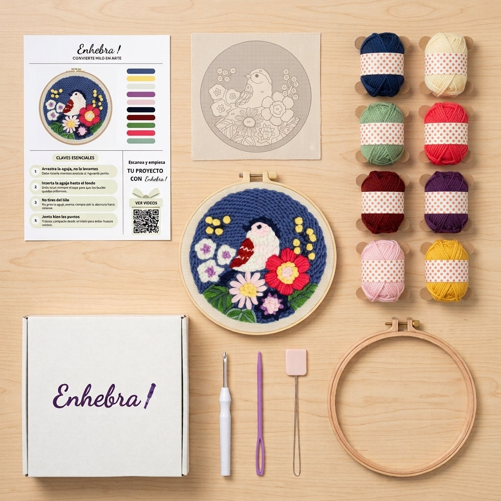 Kit Completo - Pajarito entre Flores Enhebra ™
